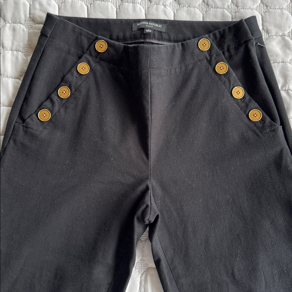 Banana Republic Black Trousers with Gold Accent